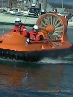 Craft coming into shore, ready to go up the slipway down at hardway, Gosport, Hampshire, UK